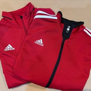 Adidas Climaliye Red Track Jackets with White Stripes. Bundle of two bnwot